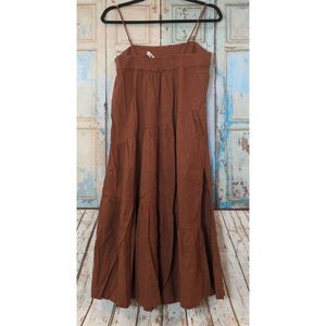 Abercrombie & Fitch Womens Size LP Brown Chase Tiered Flared Maxi Dress